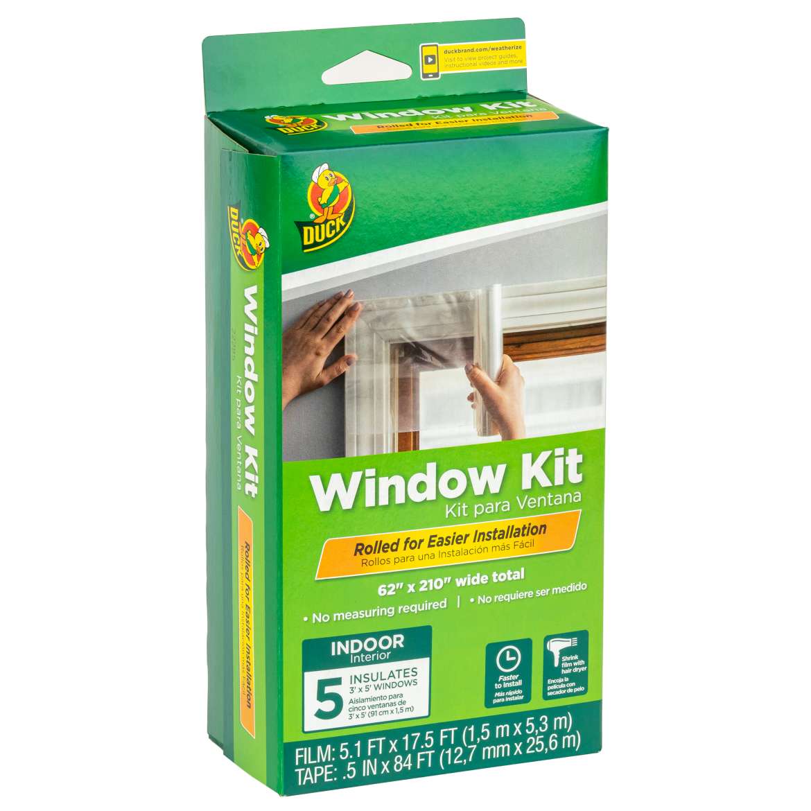 Duck® Rolled Window Kit - Indoor, 5 pk, 62 in. x 210 in.