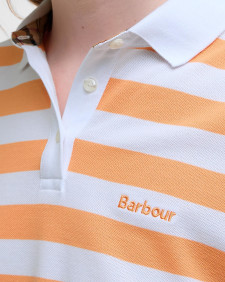 Ashbourne Striped Polo Shirt Papaya/White