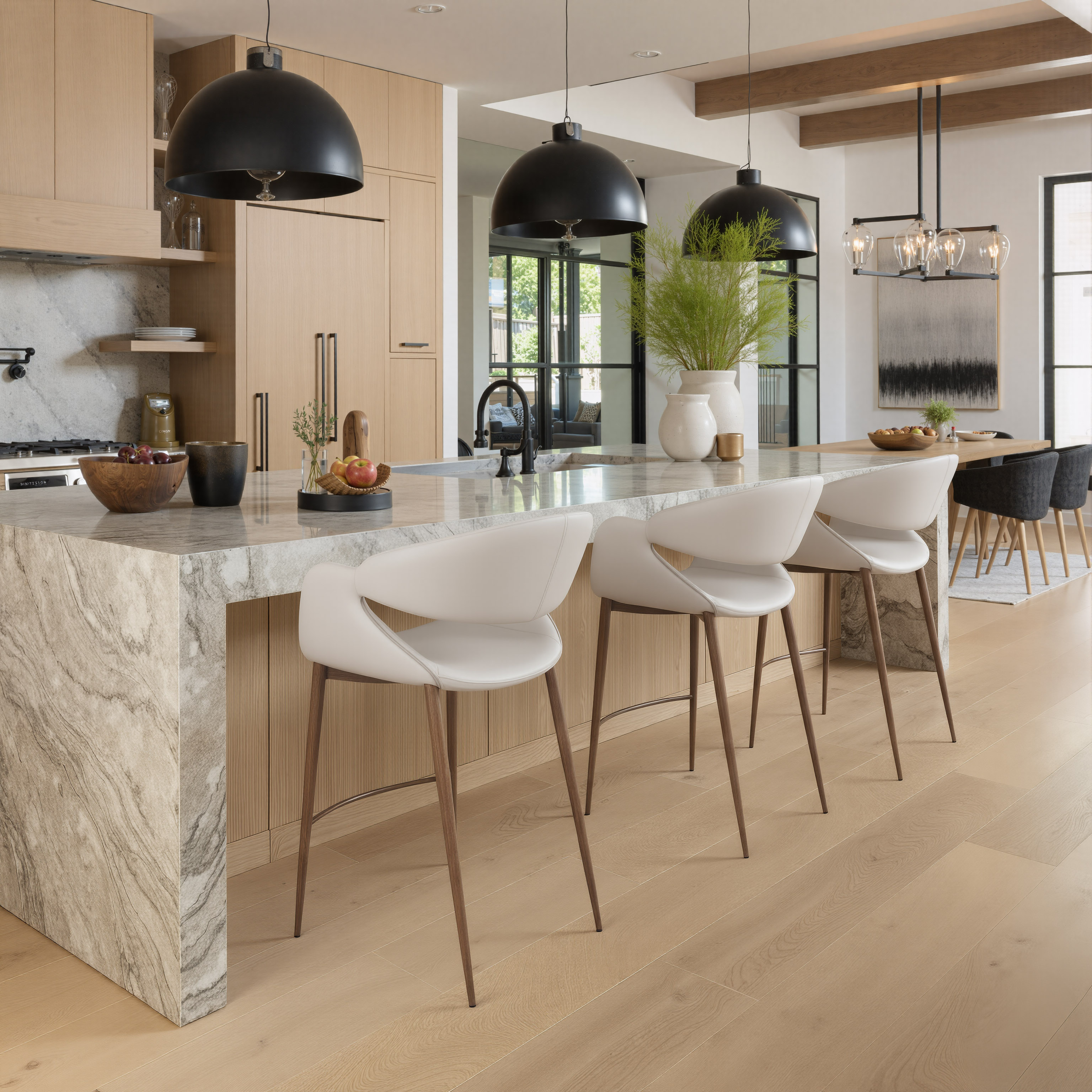 Limay Counter Stool Beige & Walnut product image