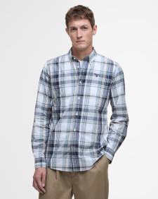 Gabe Checked Tailored Long-Sleeved Shirt Classic White