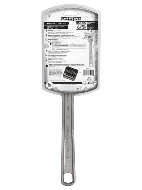 812PW 12-inch Reversible Jaw Adjustable Wrench