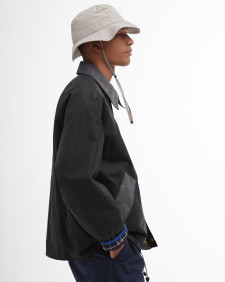 Barbour x Flower Mountain Oversized Transport Waxed Jacket Charcoal