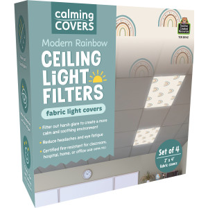 Calming Covers Ceiling Light Filters, 2' x 4', Modern Rainbow, Pack of 4