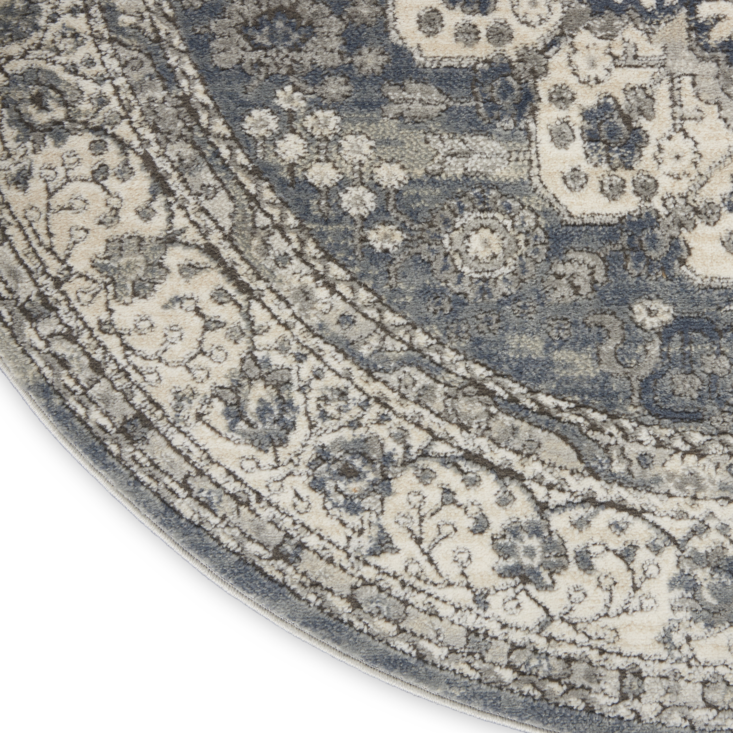 Nourison Quarry 7’10” x Round Grey Ivory Vintage Indoor Rug