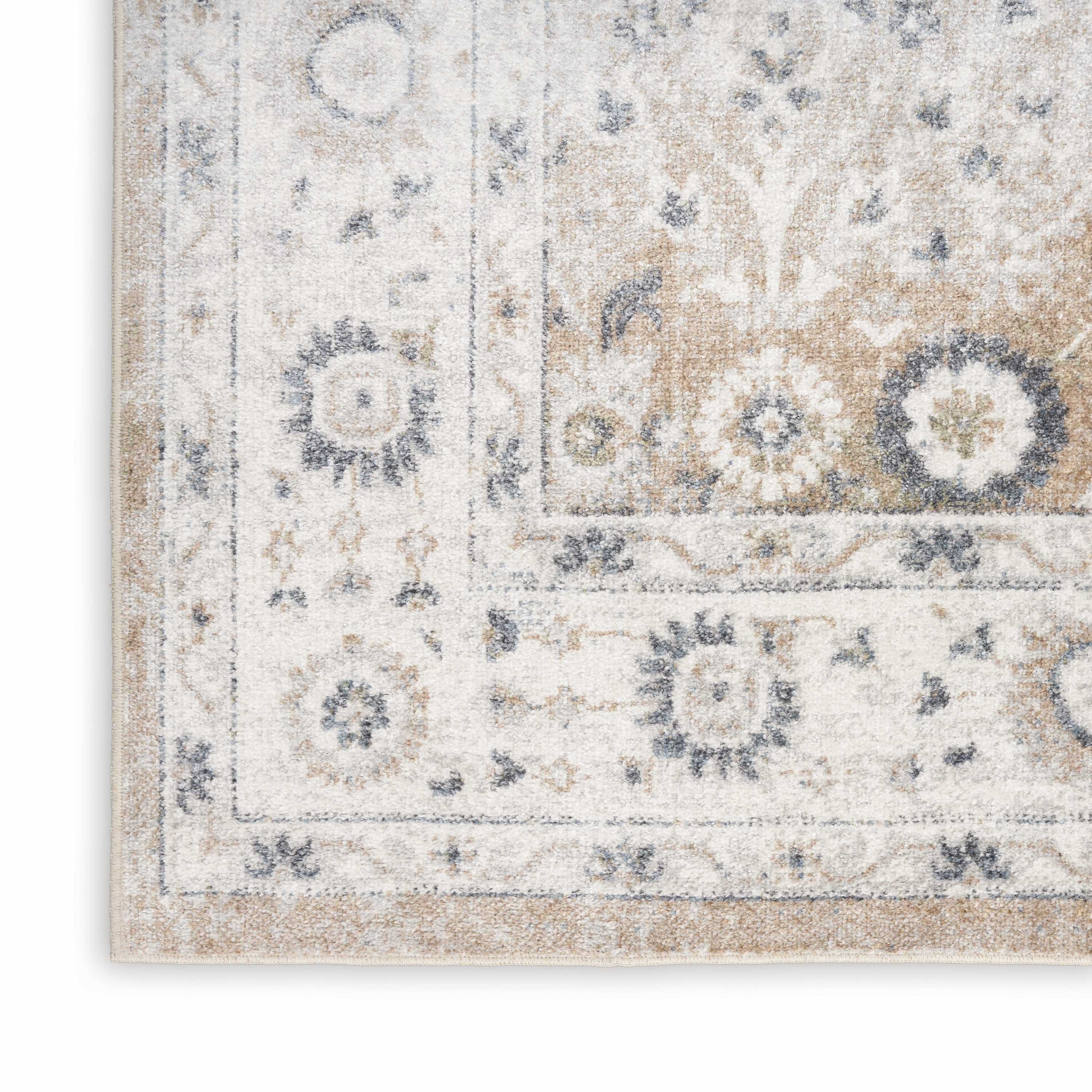 Nourison Astra Machine Washable 6'7" x 9' Silver Taupe Vintage Indoor Rug