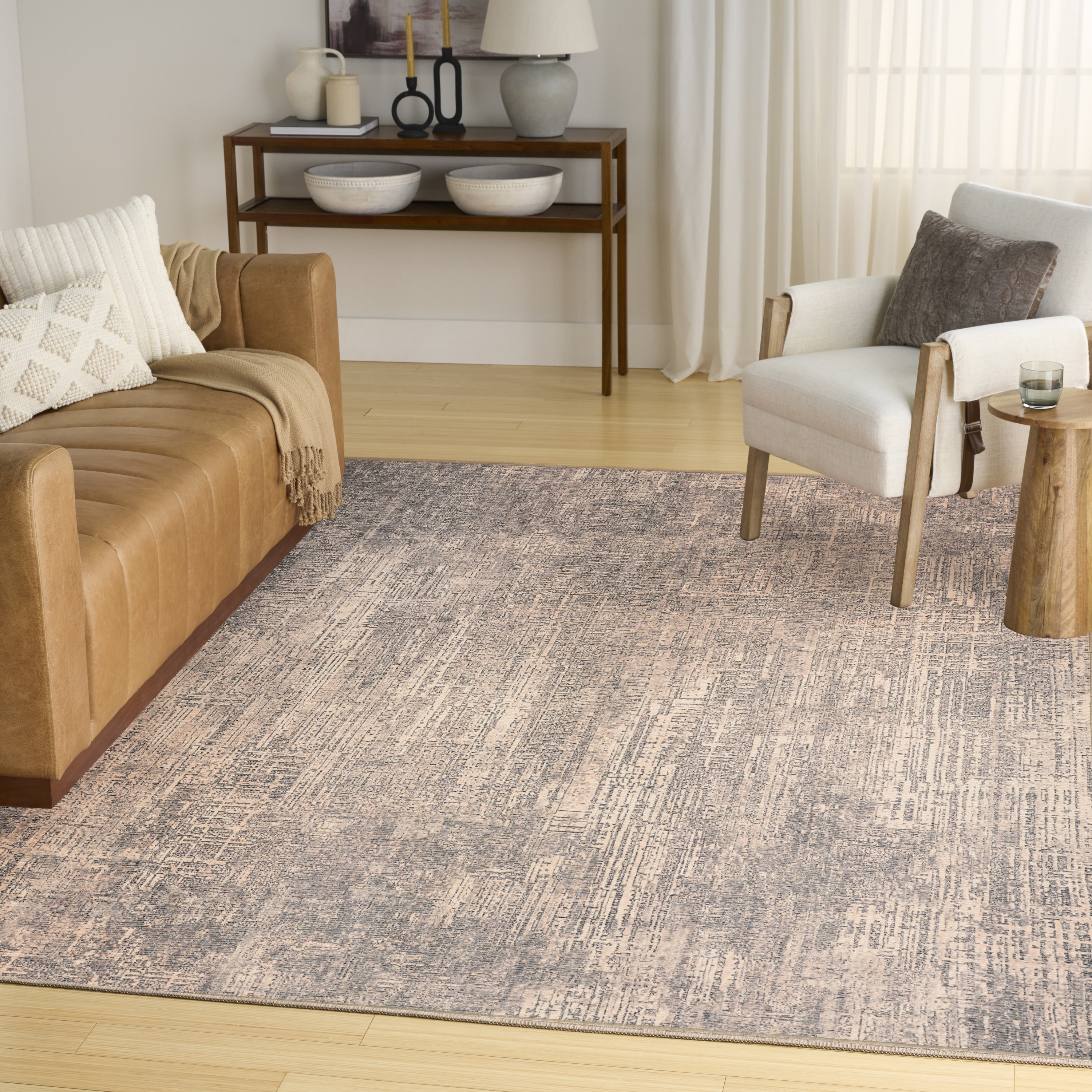 Nourison Botanical Washables 4' x 6' Taupe Modern Indoor Rug