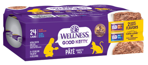Wellness Good Kitty Pate Variety Pack Chicken, Chicken and Cod Front packaging