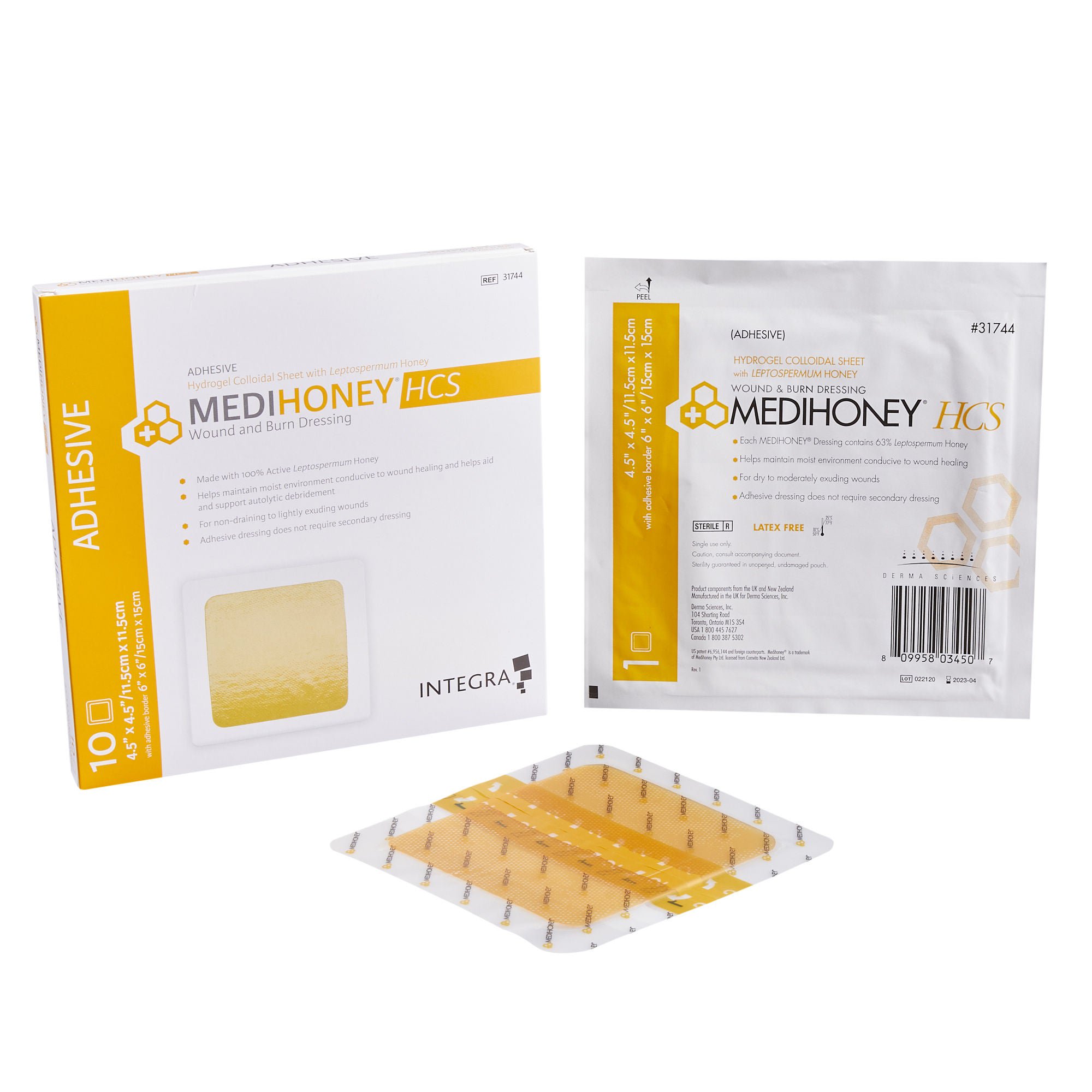 Medihoney® HCS Wound Dressing, 4½ x 4½ Inch