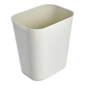 Rubbermaid Commercial, Fire Resistant, 3.5 gal, Resin, Beige, Rectangle, Receptacle