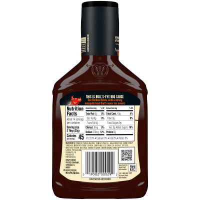Bull's-Eye Texas Style BBQ Sauce, 17.5 oz Bottle