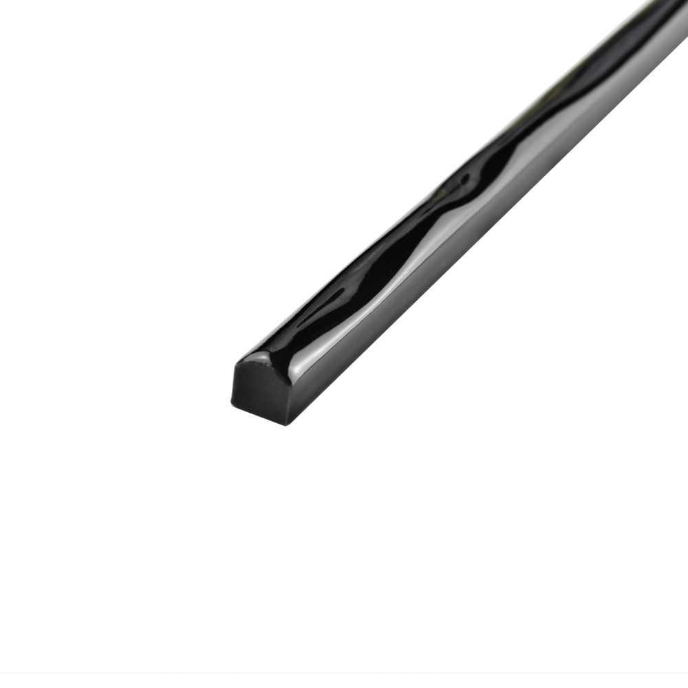 Rugosa Nero Brillo 3/8 in. x 7-7/8 in. Ceramic Wall Trim