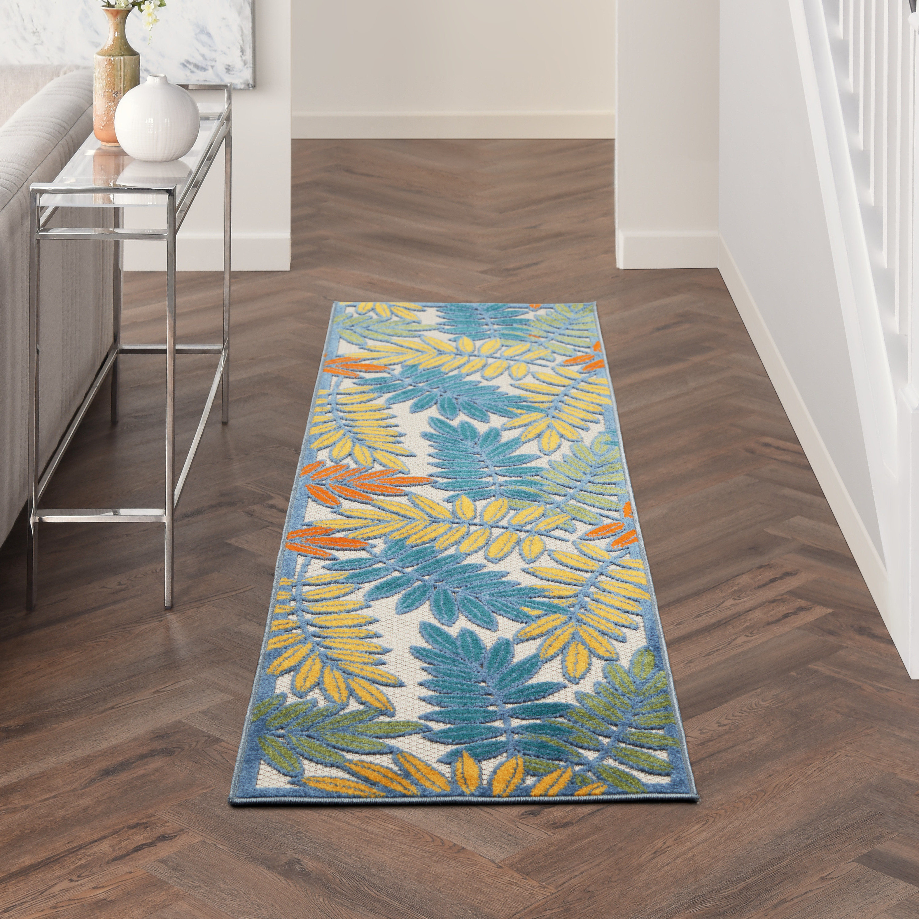 Nourison Aloha 2' x 6' Ivory Multicolor Tropical Rug