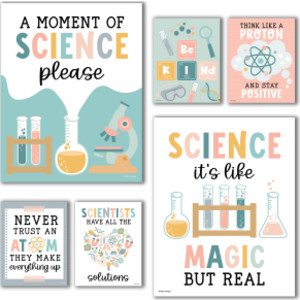 Boho Science Bulletin Board Classroom Decor Posters, Set of 6