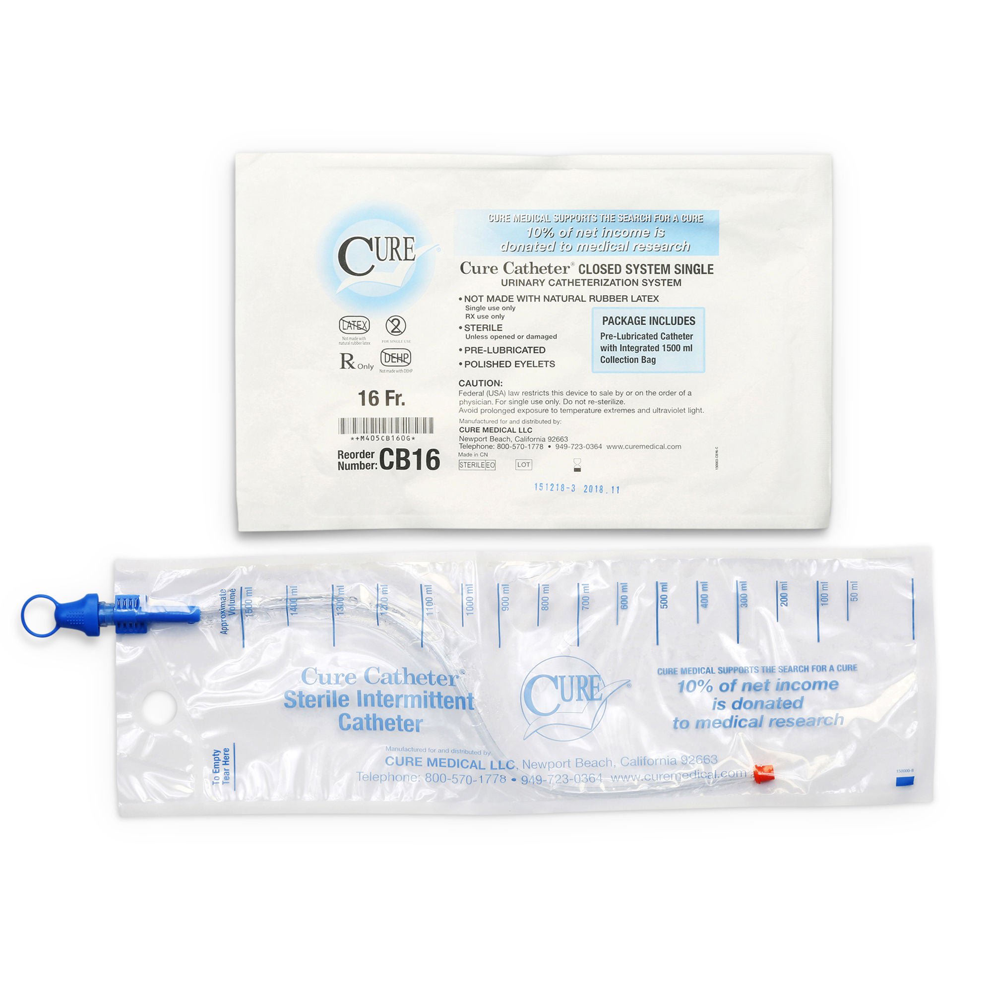Cure Catheter™ Intermittent Catheter Tray, 16 Fr.