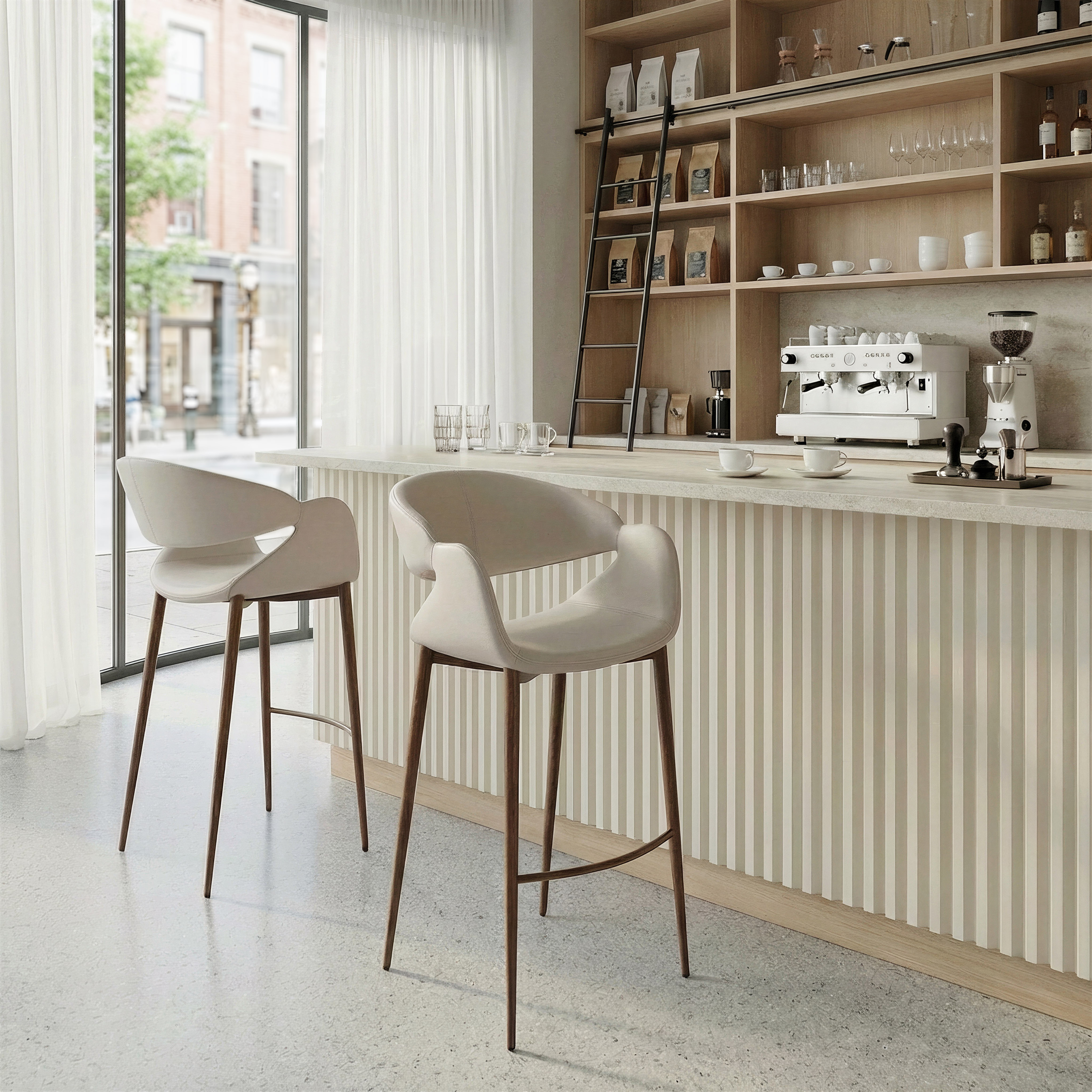 Limay Barstool Beige & Walnut product image