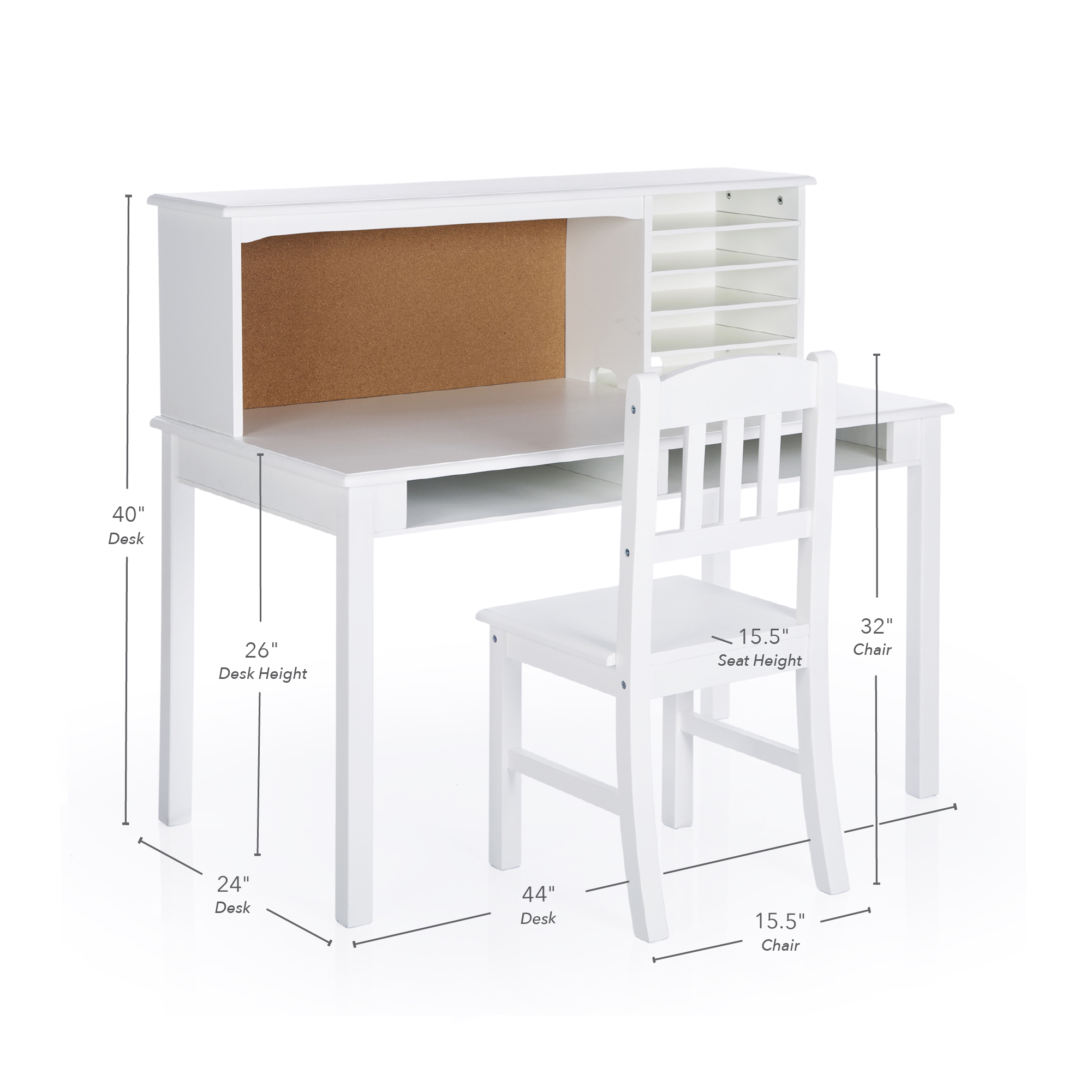 Kids' Media Desk and Chair Set – White - Guidecraft Kids’ Furniture and ...