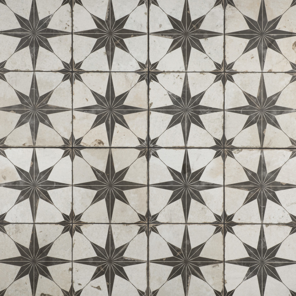 Kings Star Nero 17-5/8 in. x 17-5/8 in. Ceramic Floor and Wall Tile