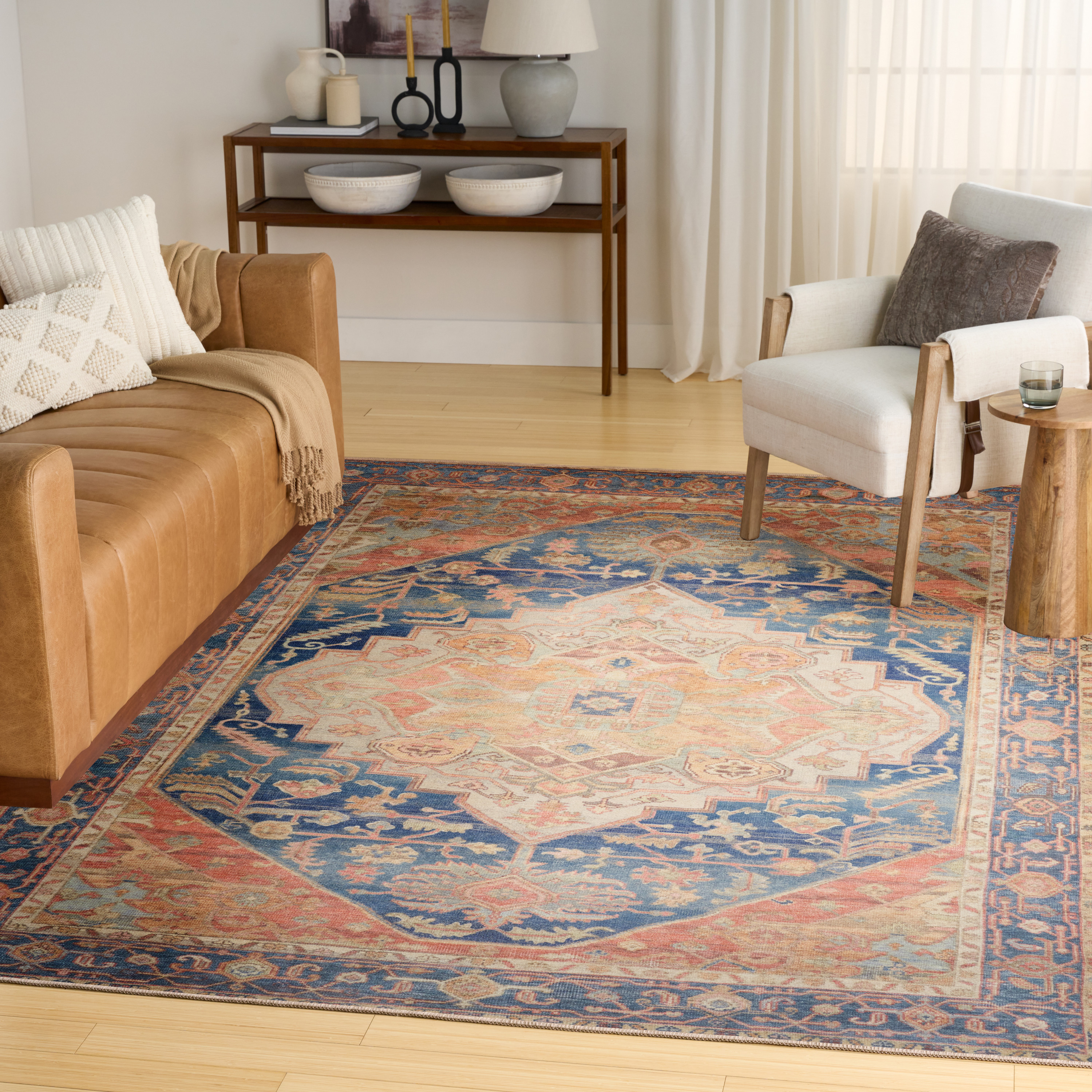 Nourison Vintage Washables 9' x 12' Blue Coral Vintage Indoor Rug
