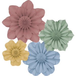 Cottage Charm Paper Flowers, Pack of 4
