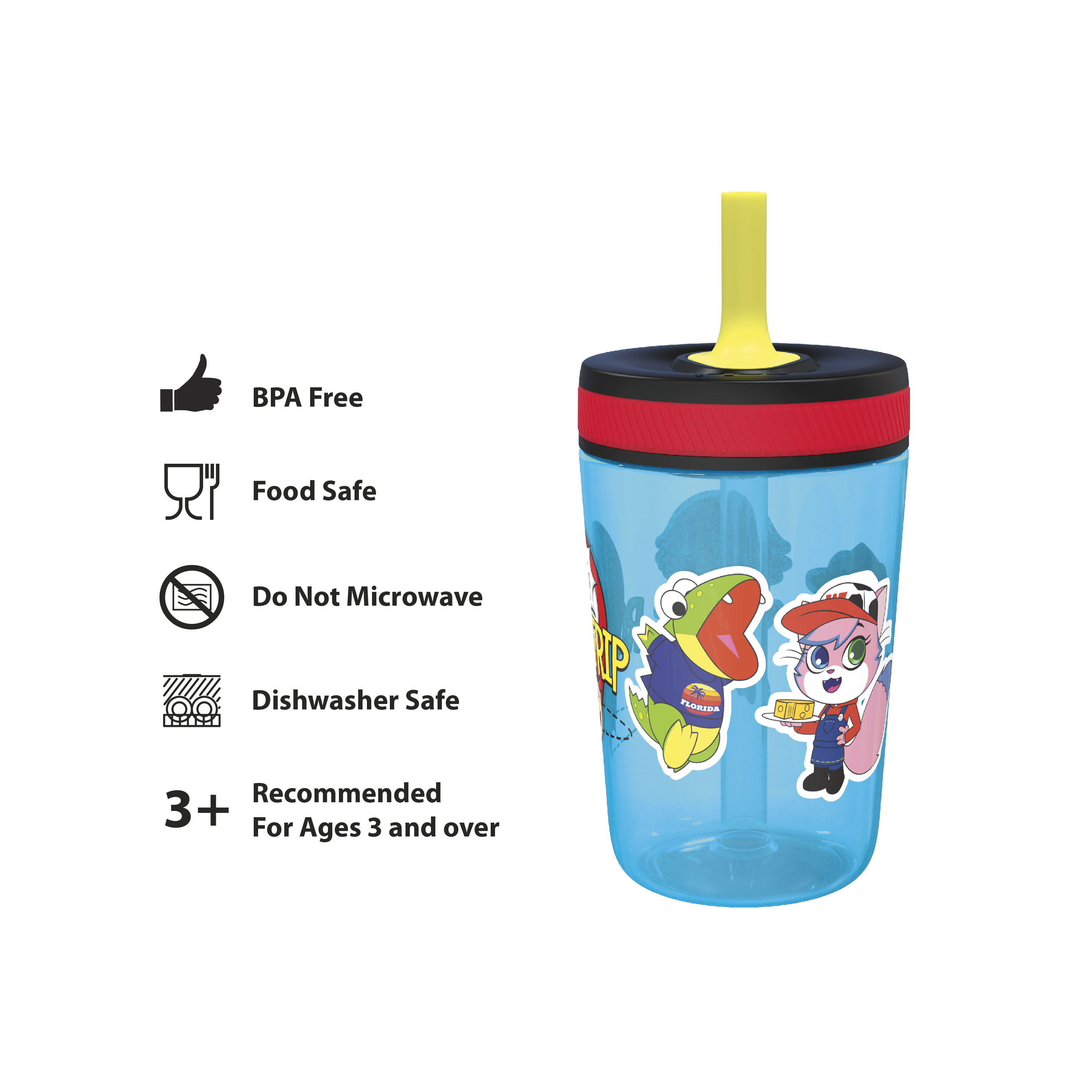 Ryans World 15  ounce Plastic Tumbler with Lid and Straw, Ryan and Friends, 2-piece set slideshow image 6