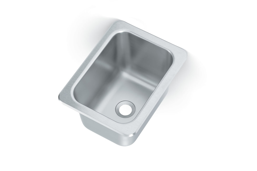 10-inch single-bowl stainless steel self-rimming drop-in sink with 2-inch center drain