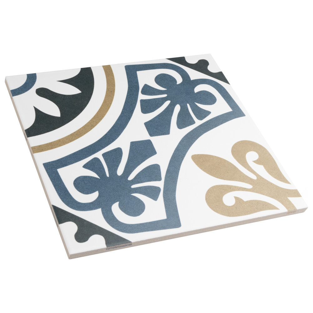 Majestic Tiena Blue 9-3/4 in. x 9-3/4 in. Porcelain Floor and Wall Tile