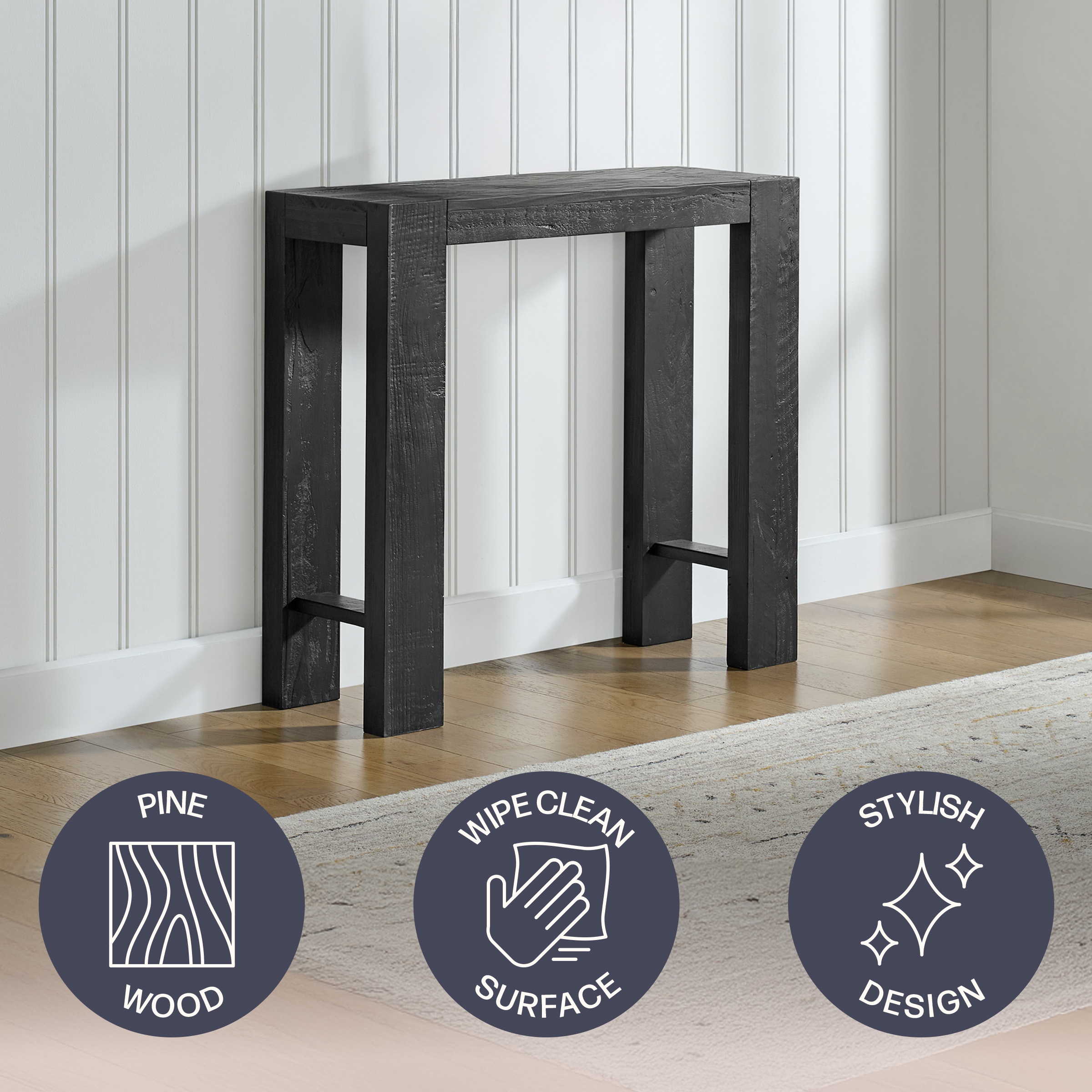 Classic Solid Wood Console Table 36″ Modern Farmhouse Entryway Table