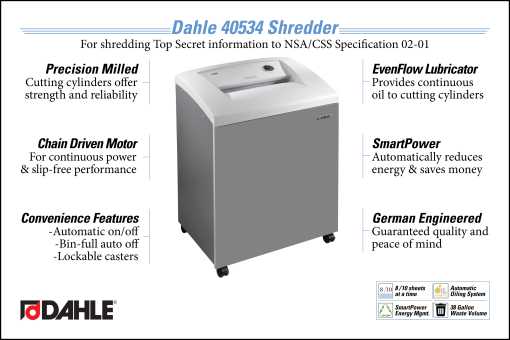 Dahle 40534 High Security Department Shredder InfoGraphic