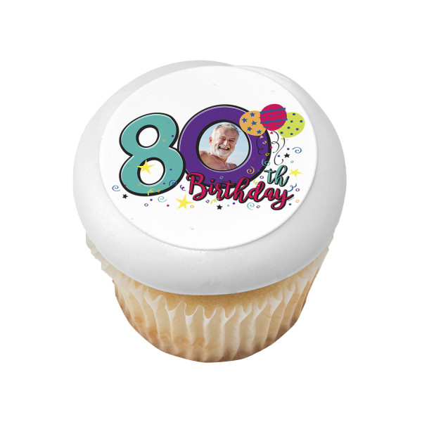 Happy 80th Birthday PhotoCake® Edible Image® Frame