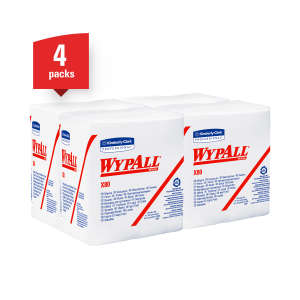 KIM41026, Kimberly Clark, WypAll  PowerClean X80 Heavy Duty, 1/4 Fold, 12.00"x12.50", Hydroentangled, Industrial Wipers, White