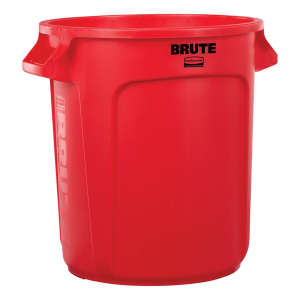 Rubbermaid Commercial, VENTED BRUTE®, 10gal, Resin, Red, Round, Receptacle