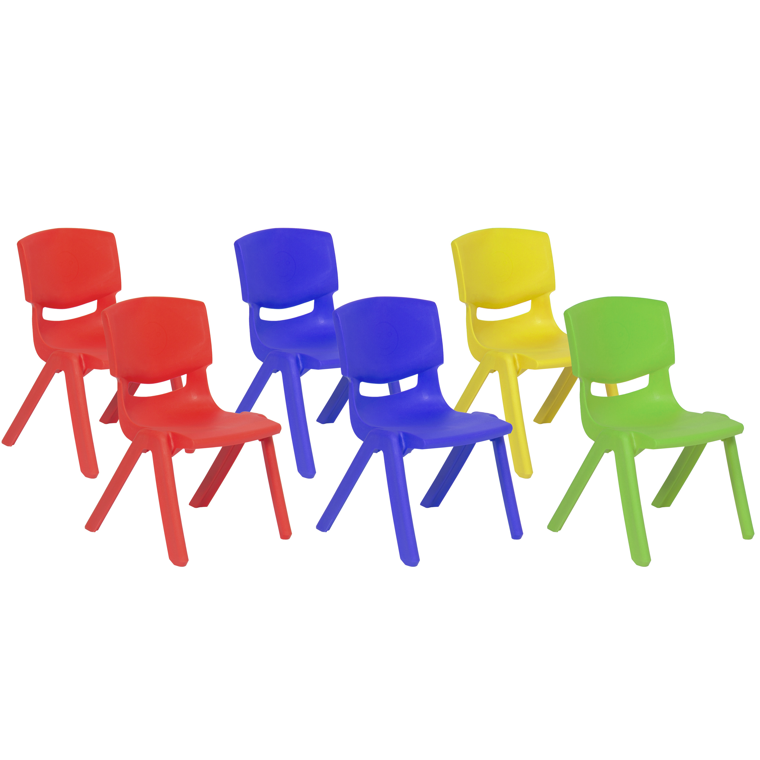 Multicolor Set 6 Kids Plastic Stacking School Chairs, 10 Height