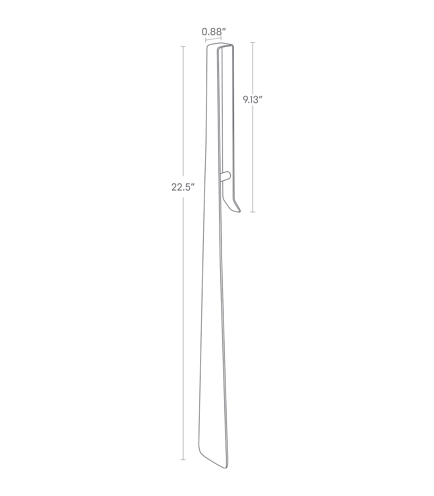TOWER Long-Handled Shoehorn. 22.5 inches tall, 0.88 inches wide. Handle 9.13 inches long.