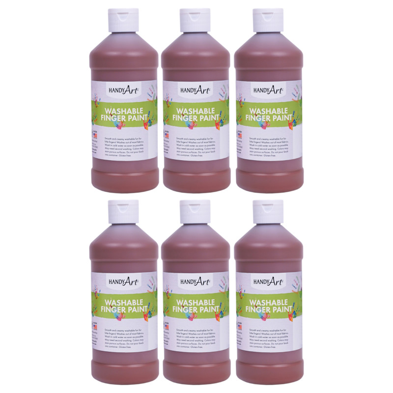 Washable Finger Paint, Brown, 16 oz., Pack of 6