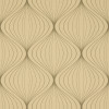 Beige geometric wallpaper—repeating vertical, onion-shaped motifs formed by thin curved lines—covers a flat surface, offering a mid-century modern decorative pattern in soft, evenly lit neutral tones.