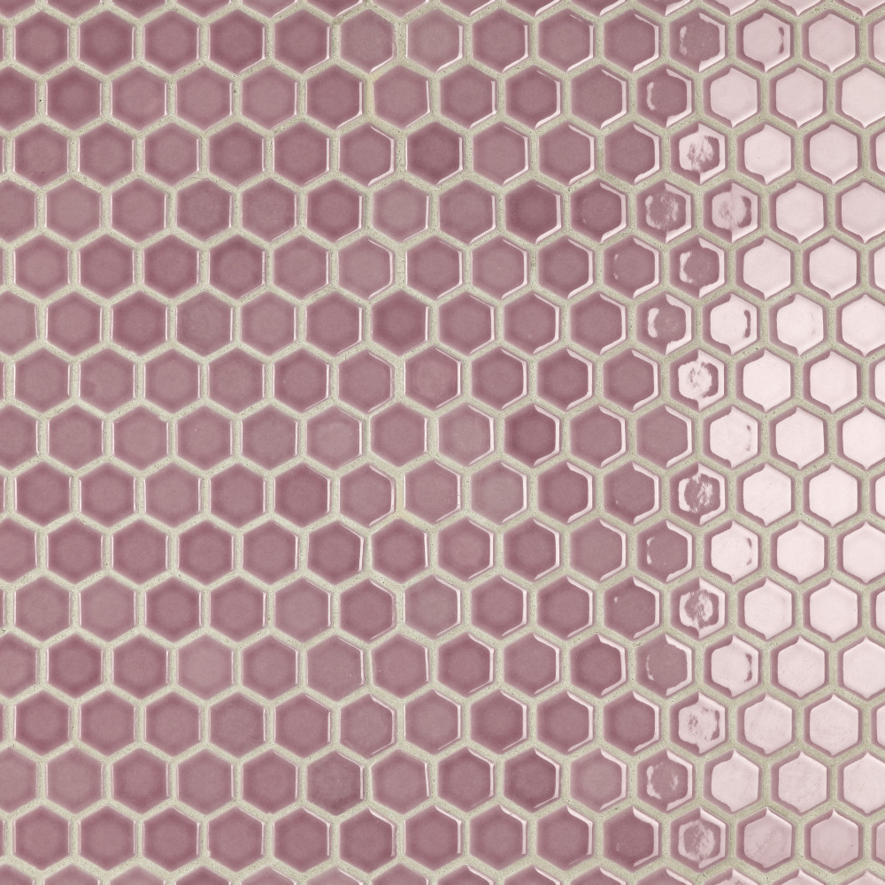 Sample – Tribeca 1″ Hex Glossy Blush Porcelain Mosaic Tile