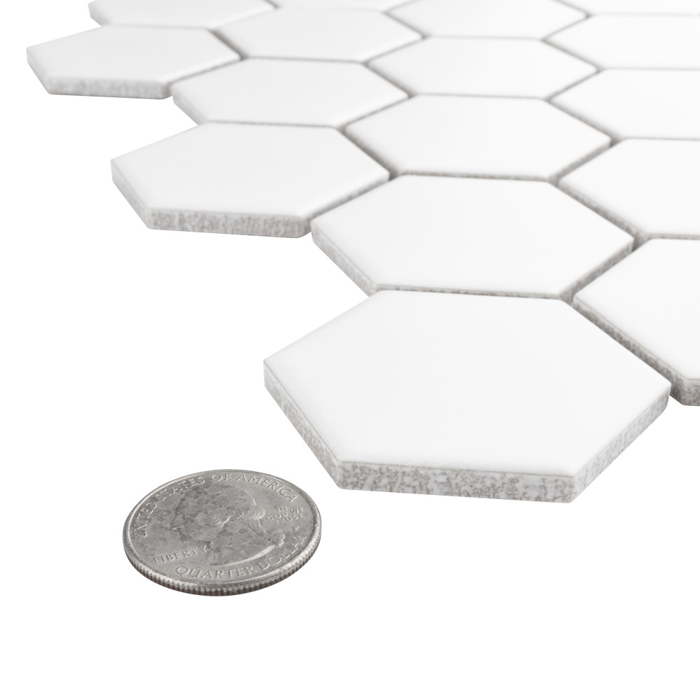 Metro 2″ Hex Matte White 11-1/8 in. x 12-5/8 in. Porcelain Mosaic Tile