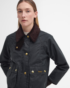 Cropped Beadnell Waxed Jacket Sage-Ancient