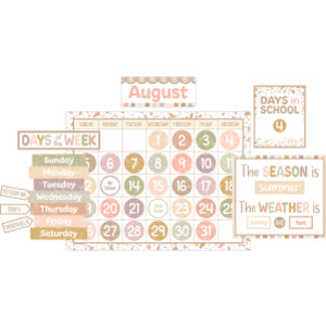 Juego de tablones de anuncios con calendario en tonos de terrazo, 115 piezas