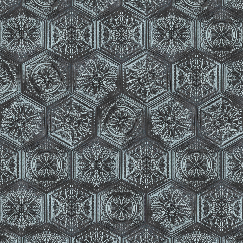 Zinc Hex Silver Decor 9.88x11.25 Hexagon Porcelain Floor and Wall Digital Pattern