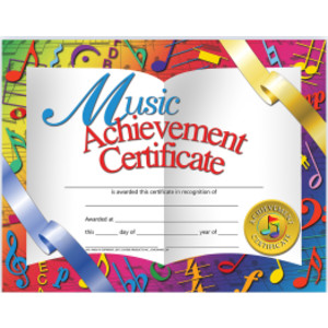 Music Achievement Certificate, 8.5" x 11", Pack of 30