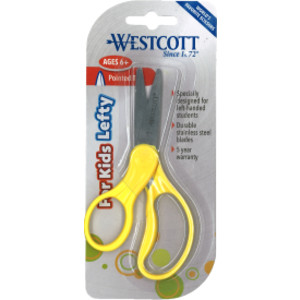5" Lefty Hard Handle Kids Scissors, Pointed, Assorted Colors (No Color Choice)