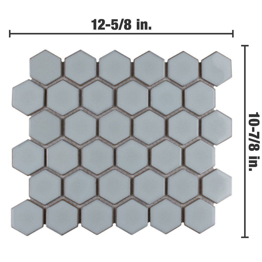 Hudson Due 2″ Hex Silk White 10-7/8 in. x 12-5/8 in. Porcelain Mosaic Tile