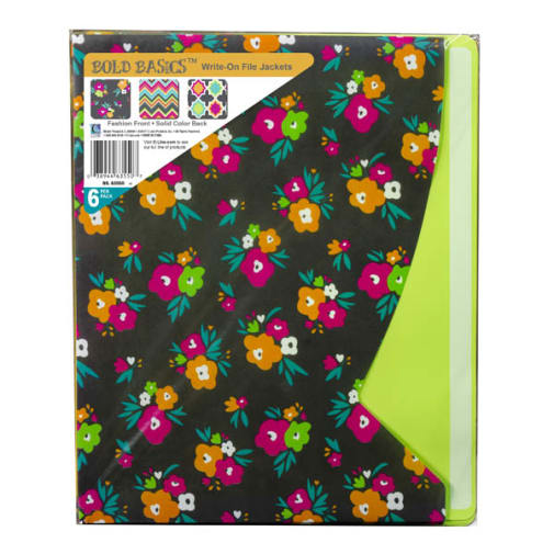 Bold Basics Write-On File Jackets, Assorted, 6 pack