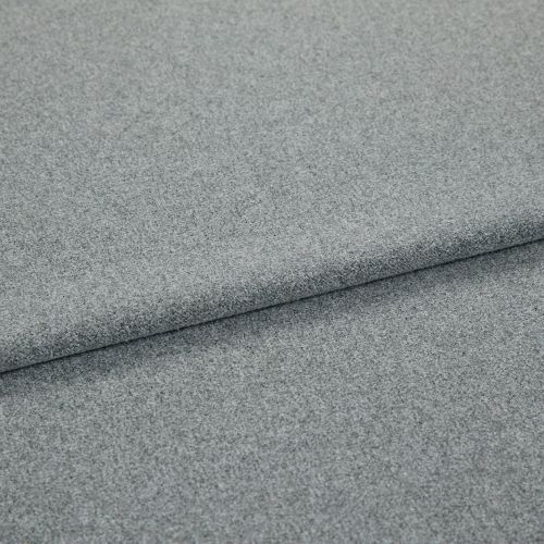 Grey, fine-textured upholstery fabric folded in overlapping layers; tightly woven, slightly napped surface. Close-up view on a flat, neutral background with soft, even lighting emphasizing texture.