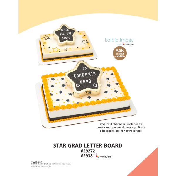 Star Grad Letter Board The Magic of Cakes® PhotoCake® Enhanced Background and Icing Page