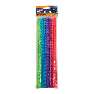 Creativity Street Spiral Jumbo Chenille Stems, Assorted Colors , 12" x 6 mm, Count