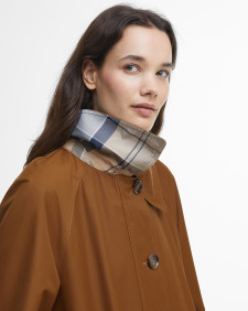 Beatrix Showerproof Trench Coat Rust Brown/Sky Dress Tartan