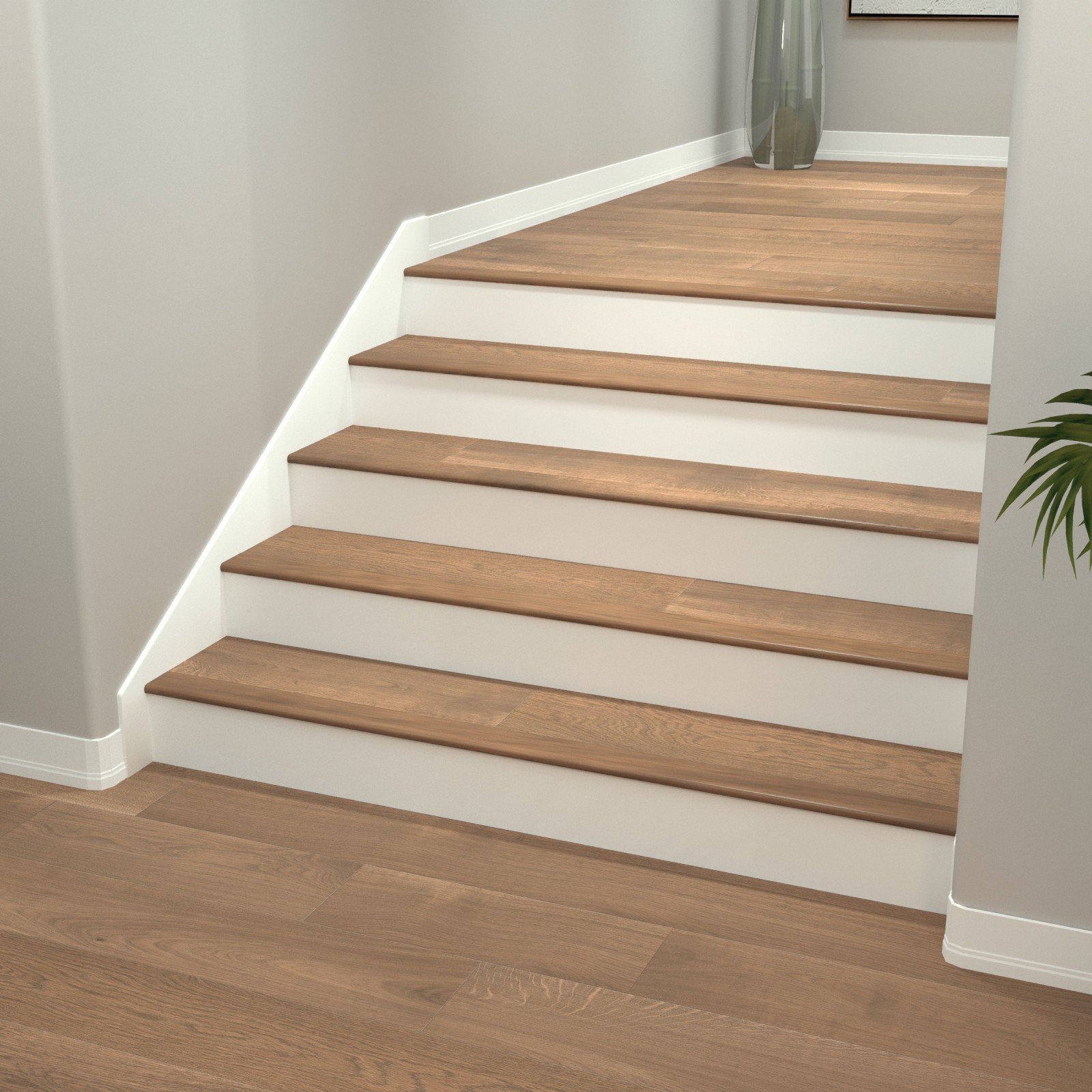 Burgundy Blend Cali Hardwoods Stair Nosing Flush view 2