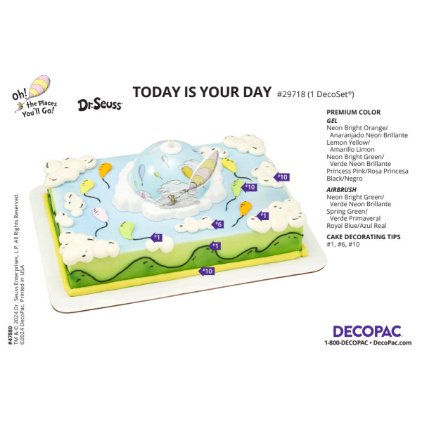 Oh, the Places You'll Go! Today is Your Day Cake Decorating Instruction Card